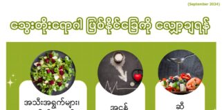 သွေးတိုးရောဂါ ဖြစ်နိုင်ခြေကို လျှော့ချရန် (စက်တင်ဘာလ၊ ၂၀၂၄ ခုနှစ်)