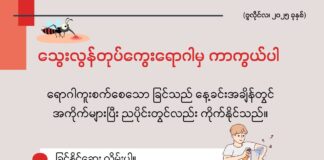 သွေးလွန်တုပ်ကွေးရောဂါမှ ကာကွယ်ပါ (ဇူလိုင်၊ ၂၀၂၅)