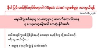 နီပါ ပြင်းထန်ဗိုင်းရပ်စ်ရောဂါ (Nipah virus) ကူးစက်မှုမှ ကာကွယ်ရန် (ဖေဖော်ဝါရီ၊ ၂၀၂၆)